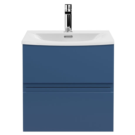 [BFRA302G] Mavesyn Contemporary 2 Drawer Wall Hung Vanity Unit with Curved Basin - Choice of Size and Colour - Cutout