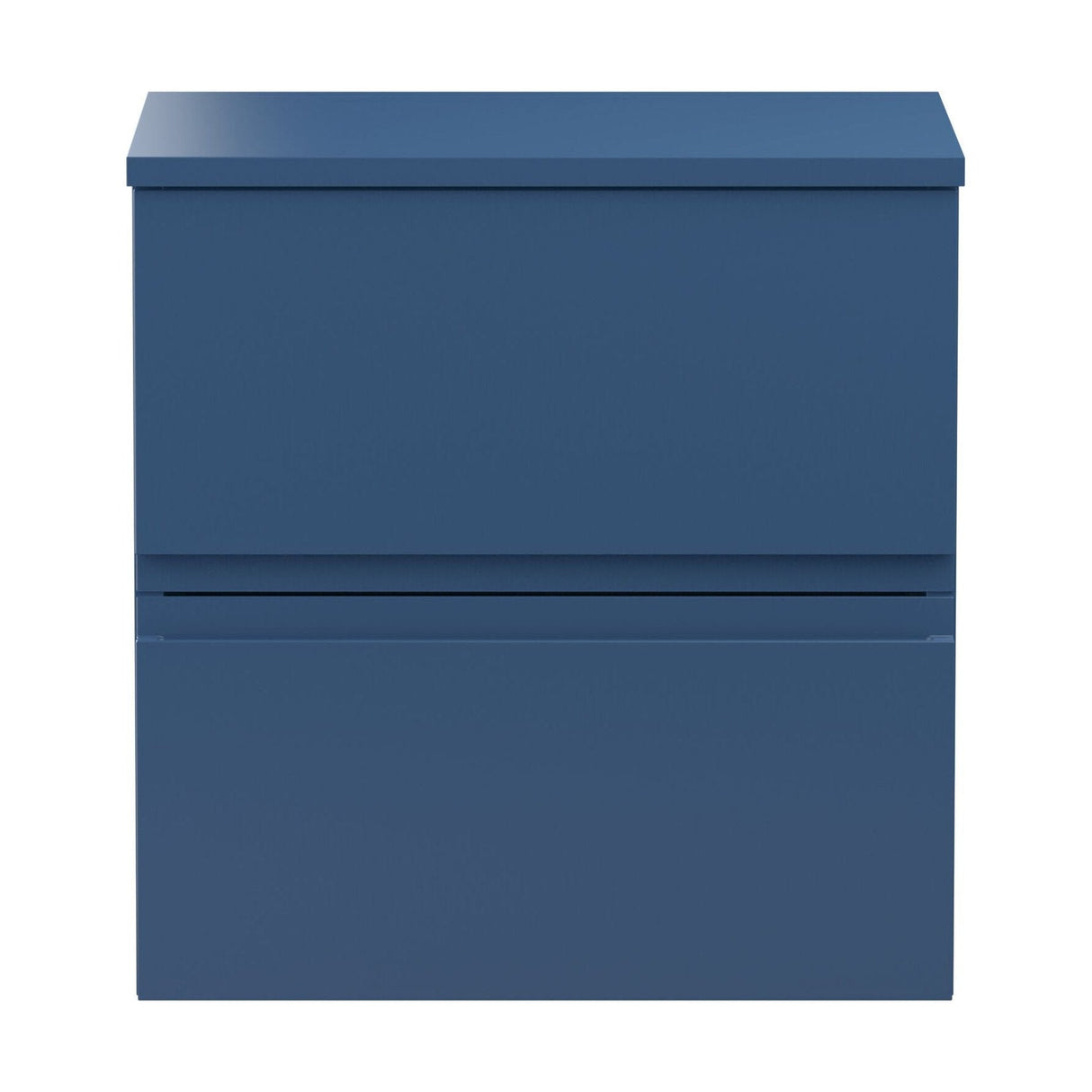 [BFRA302W] Mavesyn Contemporary 2 Drawer Wall Hung Vanity Unit with Worktop, Dark Blue, 500mm - Cutout