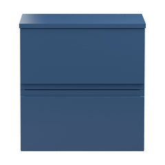 [BFRA302W] Mavesyn Contemporary 2 Drawer Wall Hung Vanity Unit with Worktop, Dark Blue, 500mm - Cutout