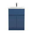 [BFRA303A] Mavesyn Contemporary 2 Door 1 Drawer Floor Standing Vanity Unit with Mid-Edge Basin, Dark Blue, 600mm - Cutout