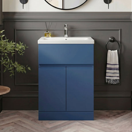 [BFRA303A] Mavesyn Contemporary 2 Door 1 Drawer Floor Standing Vanity Unit with Mid-Edge Basin - Choice of Size and Colour - Silo