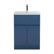 [BFRA303D] Mavesyn Contemporary 2 Door 1 Drawer Floor Standing Vanity Unit with Thin Edge Basin, Dark Blue, 600mm - Cutout