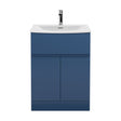 [BFRA303G] Mavesyn Contemporary 2 Door 1 Drawer Floor Standing Vanity Unit with Curved Basin, Dark Blue, 600mm - Cutout