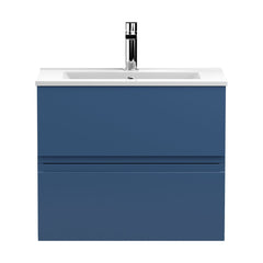 [BFRA304B] Mavesyn Contemporary 2 Drawer Wall Hung Vanity Unit with Minimalist Basin, Dark Blue, 600mm - Cutout
