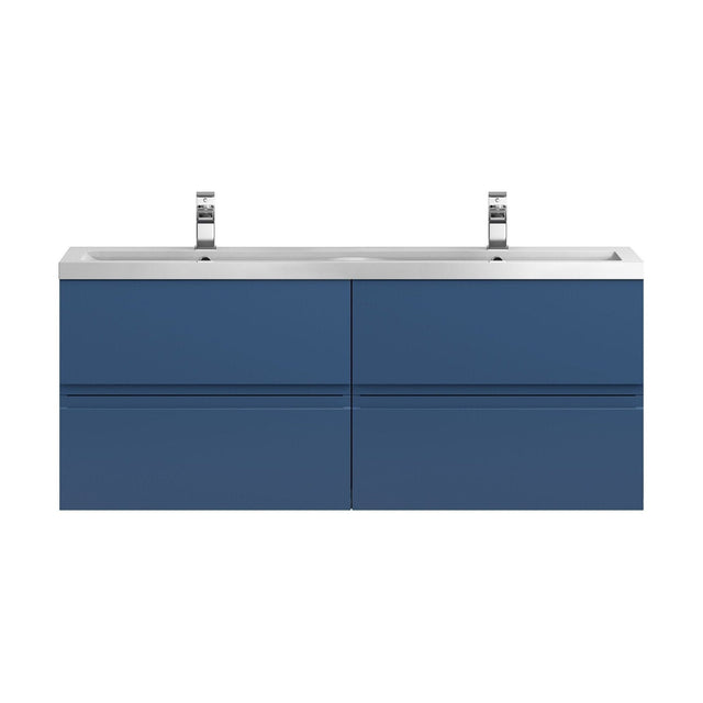 [BFRA304F] Mavesyn Contemporary 4 Drawer Wall Hung Vanity Unit with Basin, Dark Blue, 1200mm - Cutout