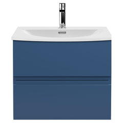 [BFRA304G] Mavesyn Contemporary 2 Drawer Wall Hung Vanity Unit with Curved Basin - Choice of Size and Colour - Cutout