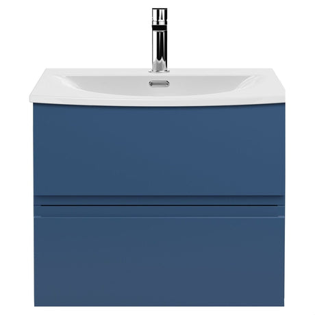 [BFRA304G] Mavesyn Contemporary 2 Drawer Wall Hung Vanity Unit with Curved Basin - Choice of Size and Colour - Cutout