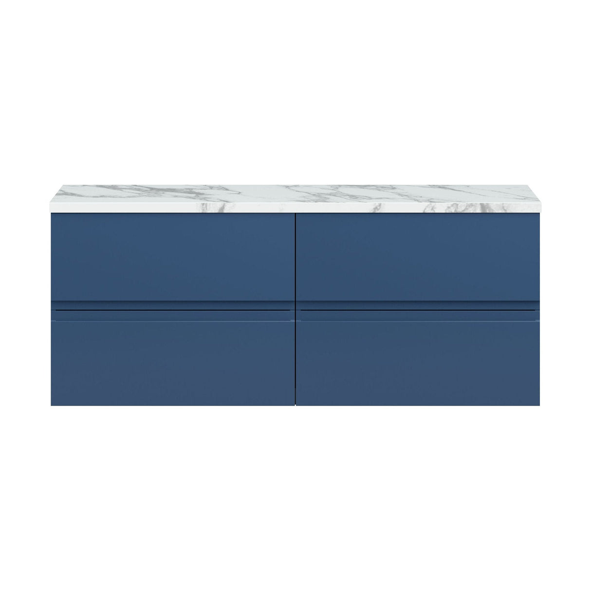 [BFRA304LCM2] Mavesyn Contemporary 4 Drawer Wall Hung Vanity Unit with Laminate Worktop, Dark Blue, 1200mm - Cutout