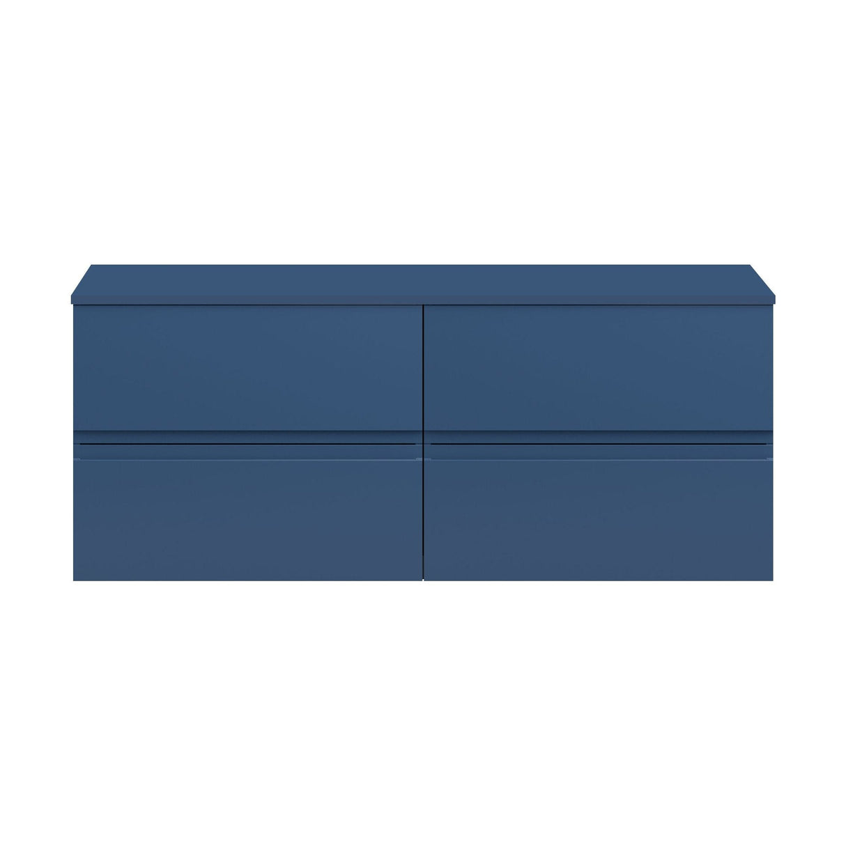 [BFRA304W2] Mavesyn Contemporary 4 Drawer Wall Hung Vanity Unit with Worktop, Dark Blue, 1200mm - Cutout