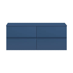 [BFRA304W2] Mavesyn Contemporary 4 Drawer Wall Hung Vanity Unit with Worktop, Dark Blue, 1200mm - Cutout