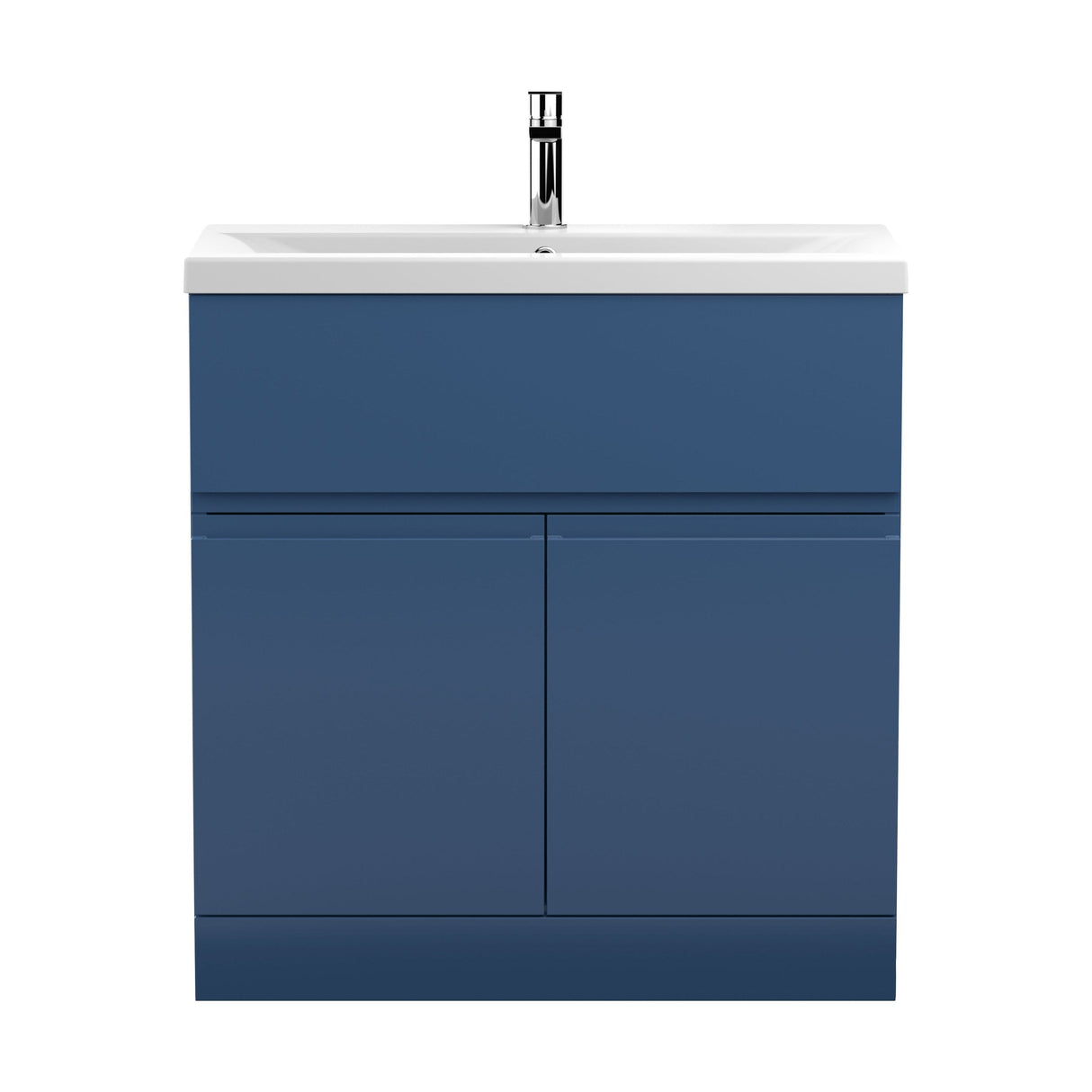 [BFRA305A] Mavesyn Contemporary 2 Door 1 Drawer Floor Standing Vanity Unit with Mid-Edge Basin, Dark Blue, 800mm - Cutout