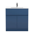 [BFRA305B] Mavesyn Contemporary 2 Door 1 Drawer Floor Standing Vanity Unit with Minimalist Basin, Dark Blue, 800mm - Cutout
