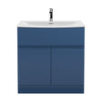 [BFRA305G] Mavesyn Contemporary 2 Door 1 Drawer Floor Standing Vanity Unit with Curved Basin, Dark Blue, 800mm - Cutout