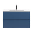 [BFRA306B] Mavesyn Contemporary 2 Drawer Wall Hung Vanity Unit with Minimalist Basin, Dark Blue, 800mm - Cutout