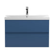 [BFRA306D] Mavesyn Contemporary 2 Drawer Wall Hung Vanity Unit with Thin Edge Basin, Dark Blue, 800mm - Cutout