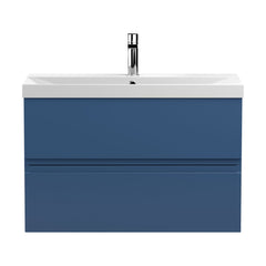 [BFRA306D] Mavesyn Contemporary 2 Drawer Wall Hung Vanity Unit with Thin Edge Basin, Dark Blue, 800mm - Cutout