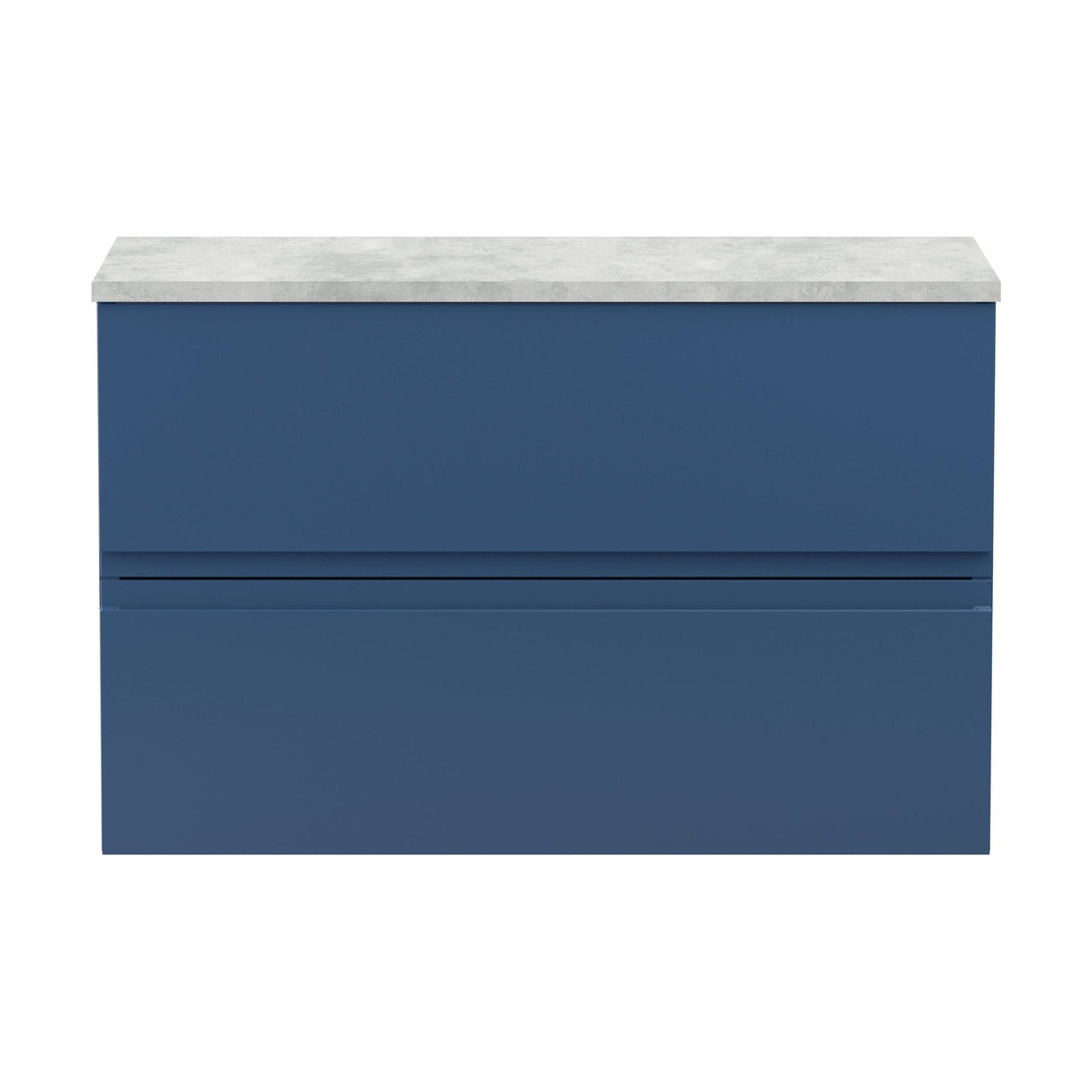 [BFRA306LBG] Mavesyn Contemporary 2 Drawer Wall Hung Vanity Unit with Worktop, Dark Blue, 800mm - Cutout