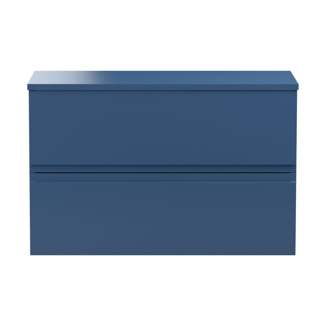 [BFRA306W] Mavesyn Contemporary Wall Hung Vanity Unit with Worktop, Dark Blue, 800mm - Cutout