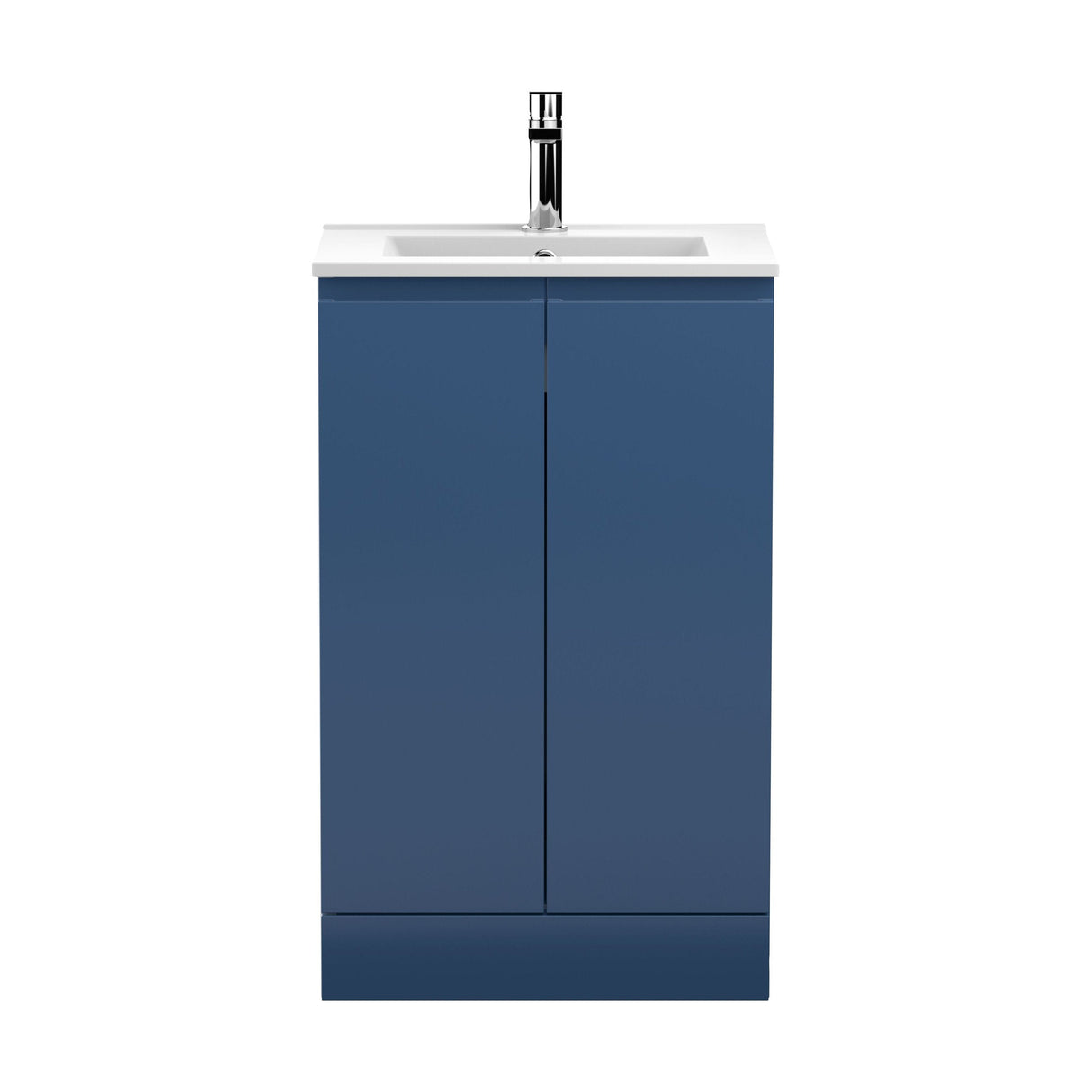 [BFRA307B] Mavesyn Contemporary 2 Door Floor Standing Vanity Unit with Minimalist Basin, Dark Blue, 500mm - Cutout