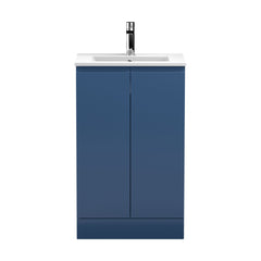 [BFRA307B] Mavesyn Contemporary 2 Door Floor Standing Vanity Unit with Minimalist Basin, Dark Blue, 500mm - Cutout