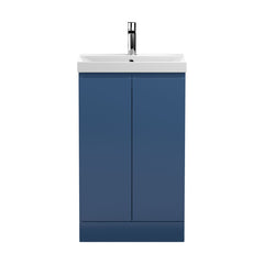 [BFRA307D] Mavesyn Contemporary 2 Door Floor Standing Vanity Unit with Thin Edge Basin, Dark Blue, 500mm - Cutout