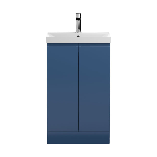 [BFRA307D] Mavesyn Contemporary 2 Door Floor Standing Vanity Unit with Thin Edge Basin, Dark Blue, 500mm - Cutout