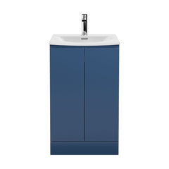 [BFRA307G] Mavesyn Contemporary 2 Door Floor Standing Vanity Unit with Curved Basin, Dark Blue, 500mm - Cutout