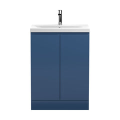 [BFRA308A] Mavesyn Contemporary 2 Door Floor Standing Vanity Unit with Mid-Edge Basin, Dark Blue, 600mm - Cutout