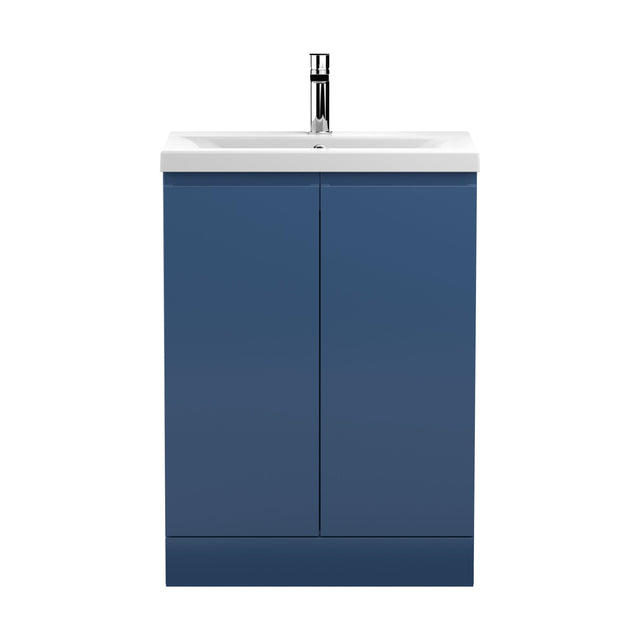 [BFRA308A] Mavesyn Contemporary 2 Door Floor Standing Vanity Unit with Mid-Edge Basin, Dark Blue, 600mm - Cutout