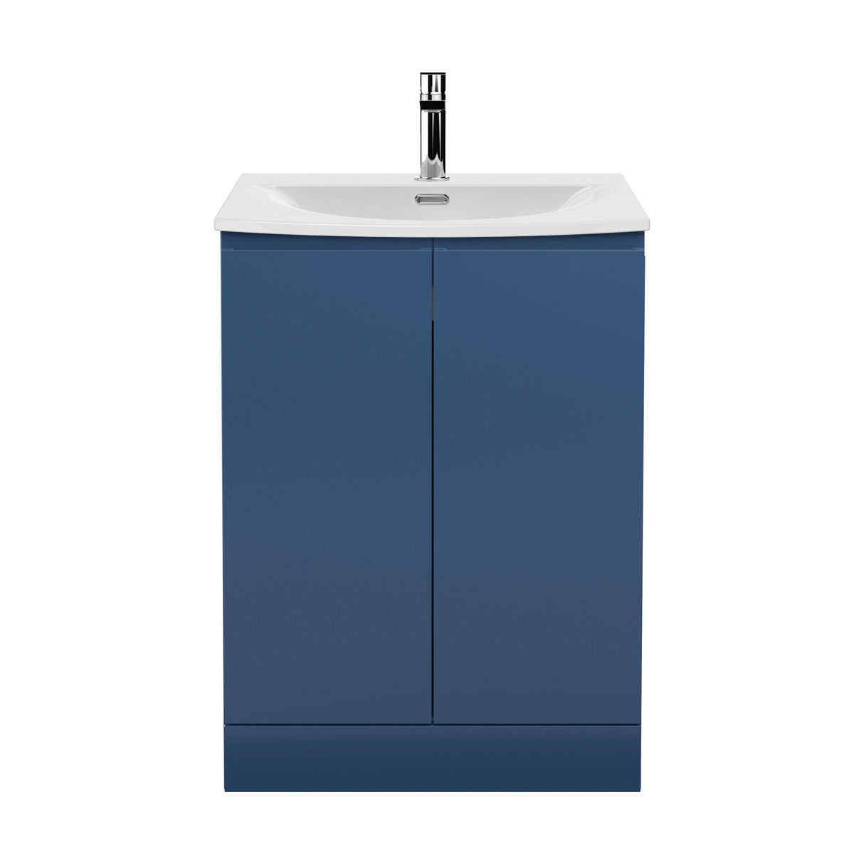 [BFRA308G] Mavesyn Contemporary 2 Door Floor Standing Vanity Unit with Curved Basin, Dark Blue, 600mm - Cutout