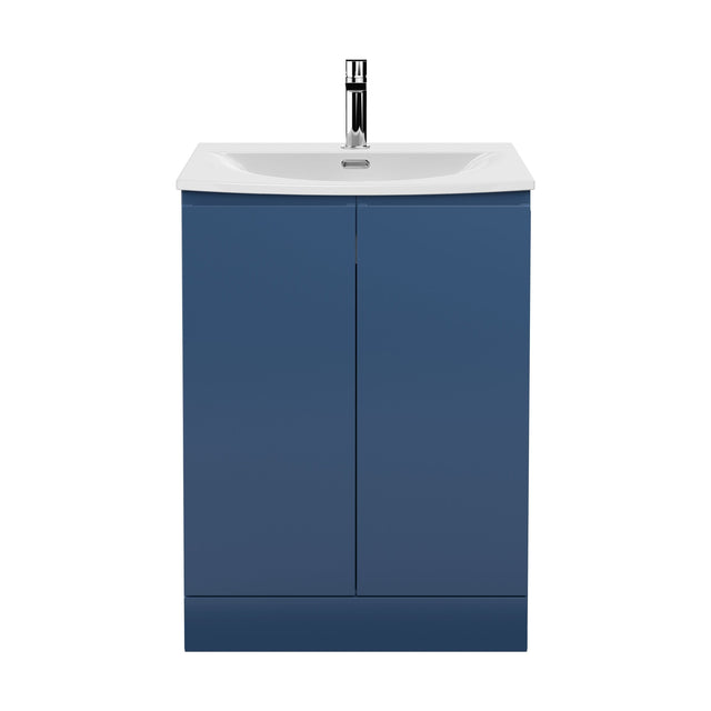 [BFRA308G] Mavesyn Contemporary 2 Door Floor Standing Vanity Unit with Curved Basin, Dark Blue, 600mm - Cutout