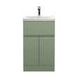[BFRA801A] Mavesyn Contemporary 2 Door 1 Drawer Floor Standing Vanity Unit with Mid-Edge Basin, Satin Green, 500mm - Cutout