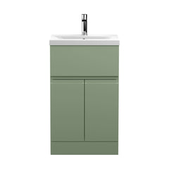 [BFRA801A] Mavesyn Contemporary 2 Door 1 Drawer Floor Standing Vanity Unit with Mid-Edge Basin - Choice of Size and Colour - Cutout