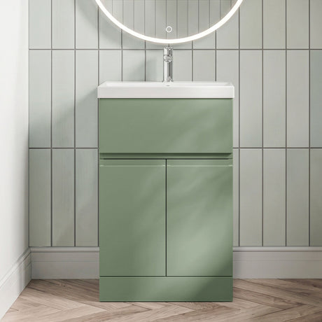 [BFRA801D] Mavesyn Contemporary 2 Door 1 Drawer Floor Standing Vanity Unit with Thin Edge Basin - Choice of Size and Colour - Silo