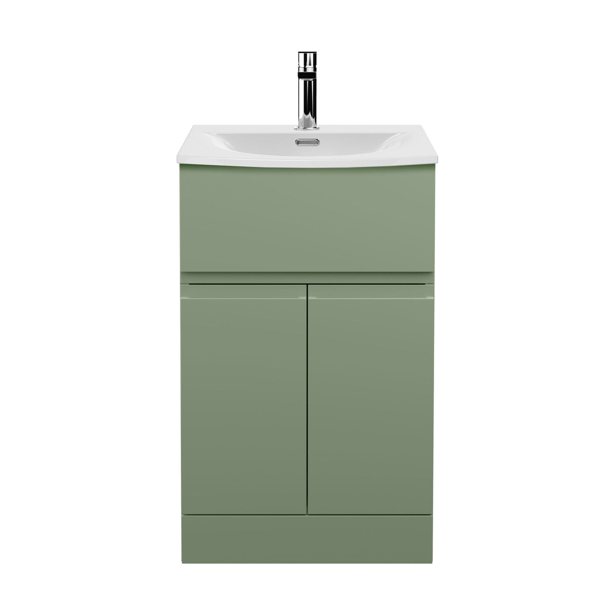 [BFRA801G] Mavesyn Contemporary 2 Door 1 Drawer Floor Standing Vanity Unit with Curved Basin - Choice of Size and Colour - Cutout