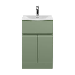 [BFRA801G] Mavesyn Contemporary 2 Door 1 Drawer Floor Standing Vanity Unit with Curved Basin - Choice of Size and Colour - Cutout