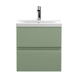 [BFRA802A] Mavesyn Contemporary 2 Drawer Wall Hung Vanity Unit with Mid-Edge Basin, Satin Green, 500mm - Cutout
