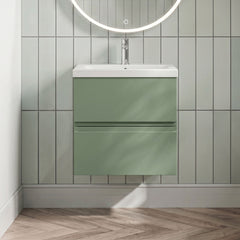 [BFRA802A] Mavesyn Contemporary 2 Drawer Wall Hung Vanity Unit with Mid-Edge Basin - Choice of Size and Colour - Silo