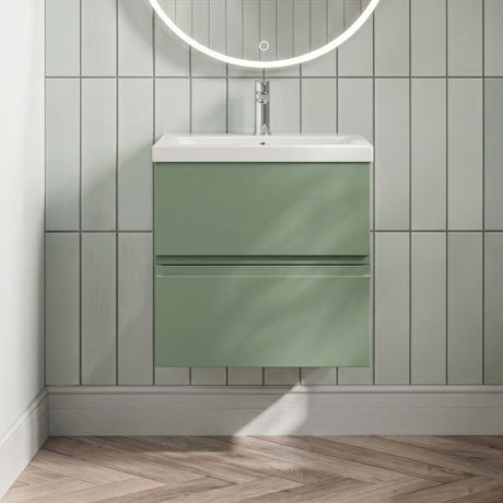 [BFRA802A] Mavesyn Contemporary 2 Drawer Wall Hung Vanity Unit with Mid-Edge Basin - Choice of Size and Colour - Silo