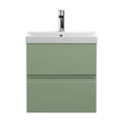 [BFRA802D] Mavesyn Contemporary 2 Drawer Wall Hung Vanity Unit with Thin Edge Basin, Satin Green, 500mm - Cutout