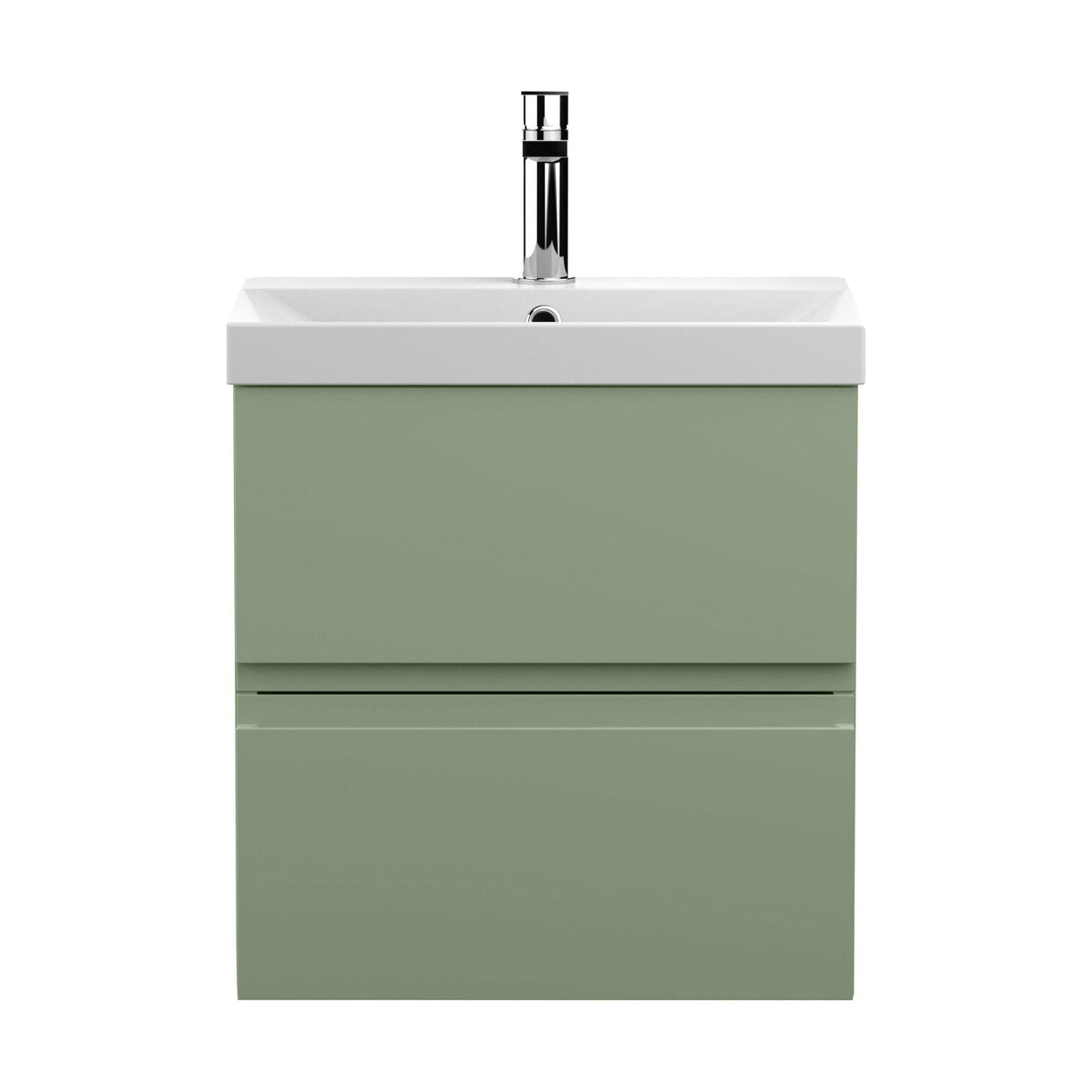 [BFRA802D] Mavesyn Contemporary 2 Drawer Wall Hung Vanity Unit with Thin Edge Basin, Satin Green, 500mm - Cutout