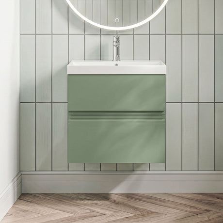 [BFRA802D] Mavesyn Contemporary 2 Drawer Wall Hung Vanity Unit with Thin Edge Basin - Choice of Size and Colour - Silo