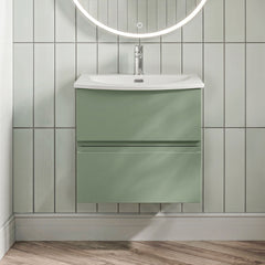 [BFRA802G] Mavesyn Contemporary 2 Drawer Wall Hung Vanity Unit with Curved Basin - Choice of Size and Colour - Silo