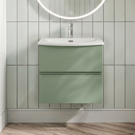 [BFRA802G] Mavesyn Contemporary 2 Drawer Wall Hung Vanity Unit with Curved Basin - Choice of Size and Colour - Silo