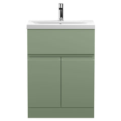 [BFRA803A] Mavesyn Contemporary 2 Door 1 Drawer Floor Standing Vanity Unit with Mid-Edge Basin - Choice of Size and Colour - Cutout