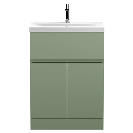[BFRA803A] Mavesyn Contemporary 2 Door 1 Drawer Floor Standing Vanity Unit with Mid-Edge Basin - Choice of Size and Colour - Cutout