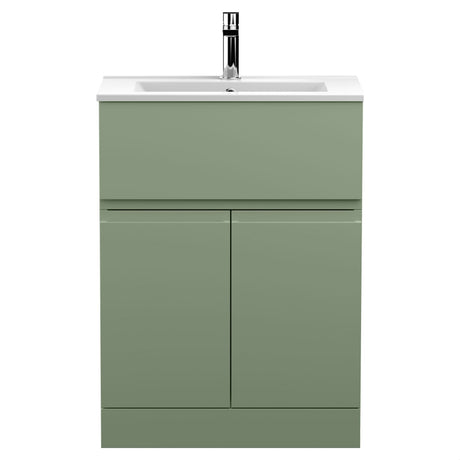 [BFRA803B] Mavesyn Contemporary 2 Door 1 Drawer Floor Standing Vanity Unit with Minimalist Basin - Choice of Size and Colour - Cutout