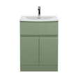 [BFRA803G] Mavesyn Contemporary 2 Door 1 Drawer Floor Standing Vanity Unit with Curved Basin, Satin Green, 600mm - Cutout