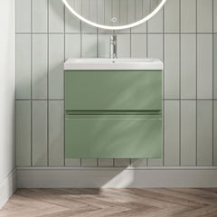 [BFRA804A] Mavesyn Contemporary 2 Drawer Wall Hung Vanity Unit with Mid-Edge Basin - Choice of Size and Colour - Silo