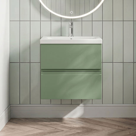[BFRA804A] Mavesyn Contemporary 2 Drawer Wall Hung Vanity Unit with Mid-Edge Basin - Choice of Size and Colour - Silo